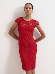 Phase Eight Red Emmi Tapework Dress - Image 1 of 7