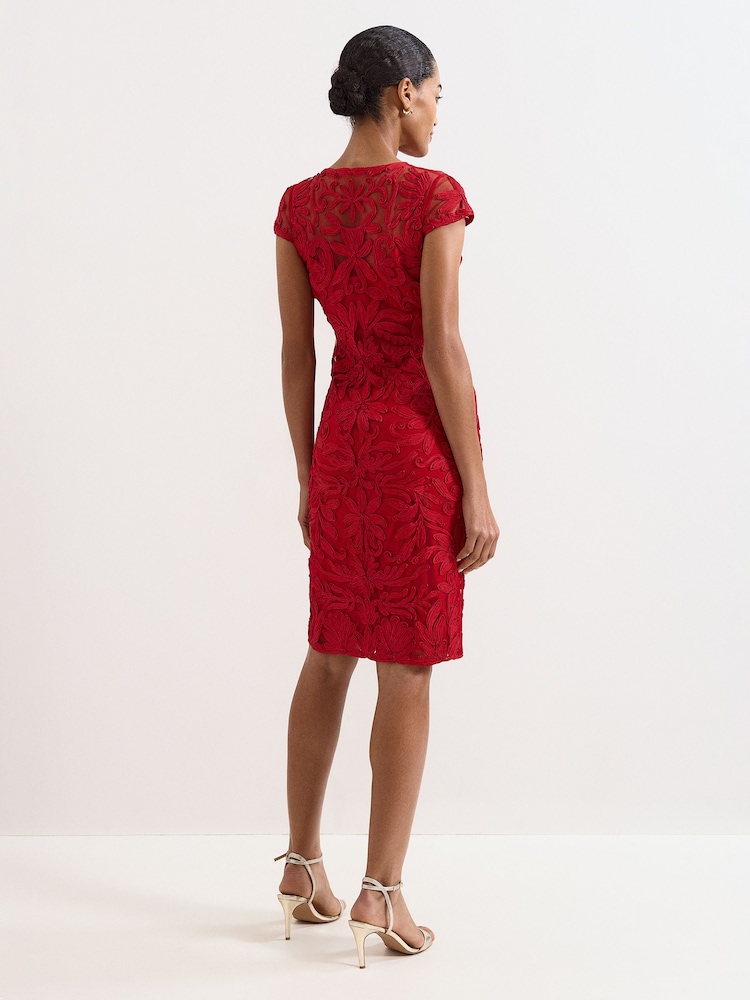 Phase Eight Red Emmi Tapework Dress - Image 2 of 7