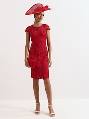 Phase Eight Red Emmi Tapework Dress - Image 3 of 7