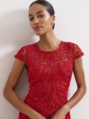 Phase Eight Red Emmi Tapework Dress - Image 4 of 7