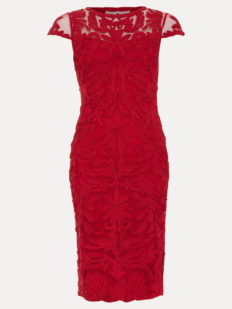 Phase Eight Red Emmi Tapework Dress - Image 7 of 7