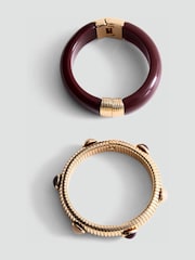 Mango Gold Tone Statement Stone Bangles 2 Pack - Image 1 of 3