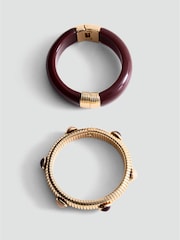 Mango Gold Tone Statement Stone Bangles 2 Pack - Image 2 of 3