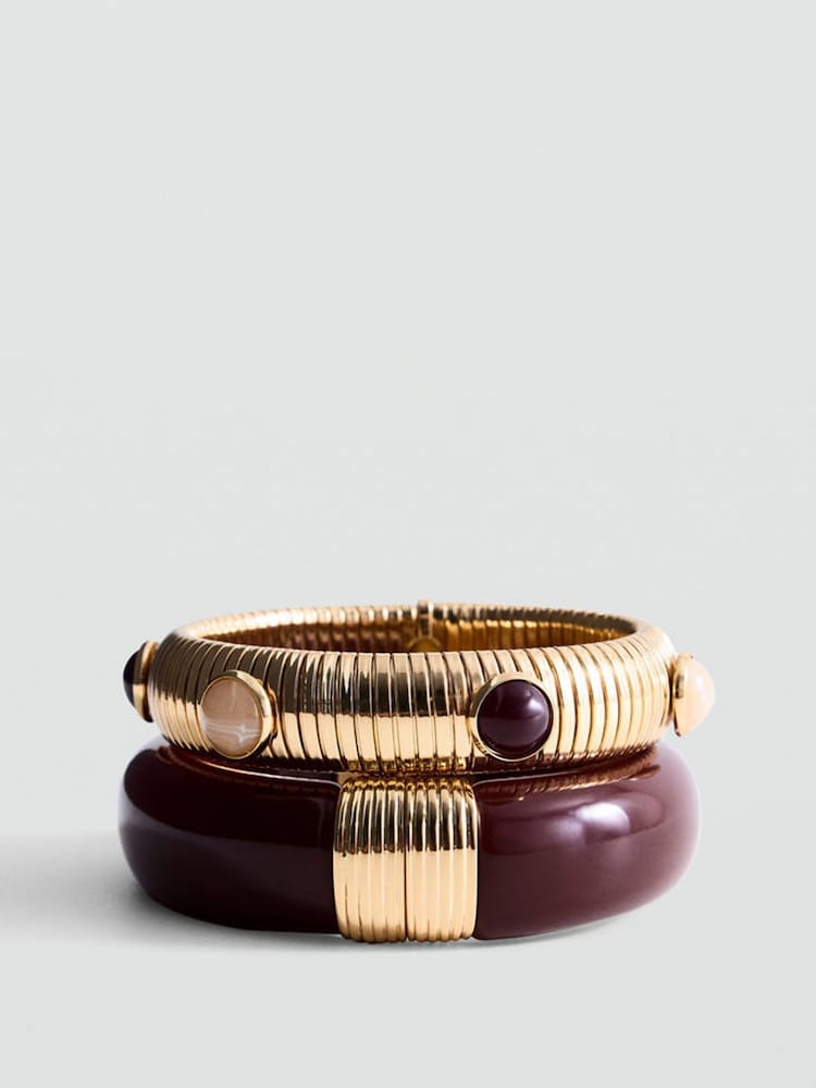 Mango Gold Tone Statement Stone Bangles 2 Pack - Image 3 of 3