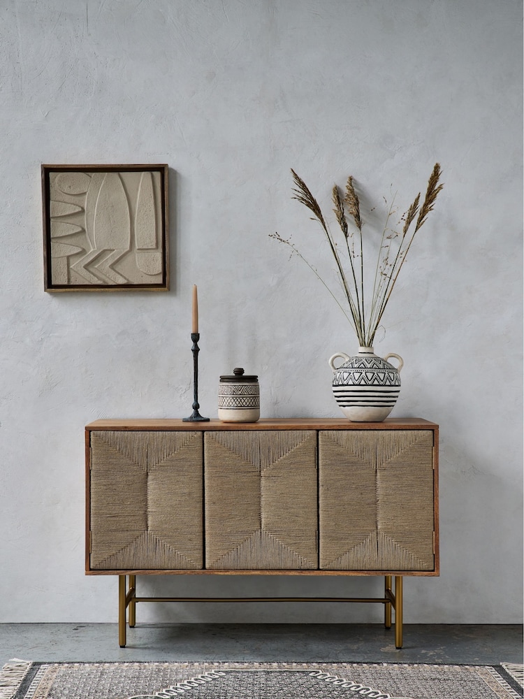 French Connection Mango Wood and Woven Co-ord Tatami Sideboard - Image 2 of 8