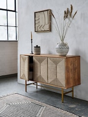 French Connection Mango Wood and Woven Co-ord Tatami Sideboard - Image 3 of 8