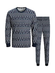 JJXX Blue Christmas Lounge Pyjamas Set - Image 2 of 4