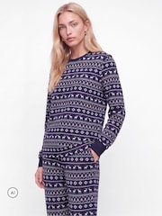 JJXX Blue Christmas Lounge Pyjamas Set - Image 3 of 4