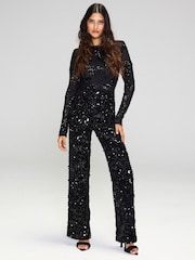 Lipsy Velvet Wide Leg Sequin Trousers - صورة 1 من 5
