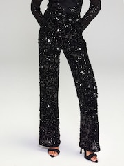 Lipsy Velvet Wide Leg Sequin Trousers - صورة 2 من 5