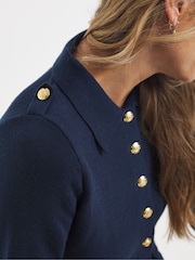 JD Williams Blue Military Peplum Cardigan - Image 3 of 4