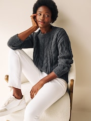 Charcoal Grey Ladder Stitch Cable Jumper - Image 1 of 6