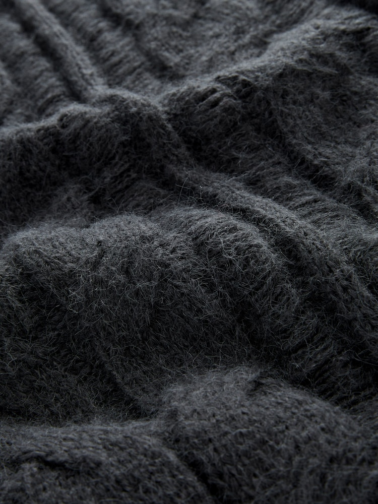 Charcoal Grey Ladder Stitch Cable Jumper - Image 6 of 6