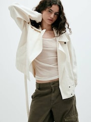 Mango Nude Clean Cargo Barrel Trousers - Image 4 of 7