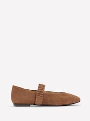 Boden Brown Camilla Ruched Ballet Flats - Image 1 of 4