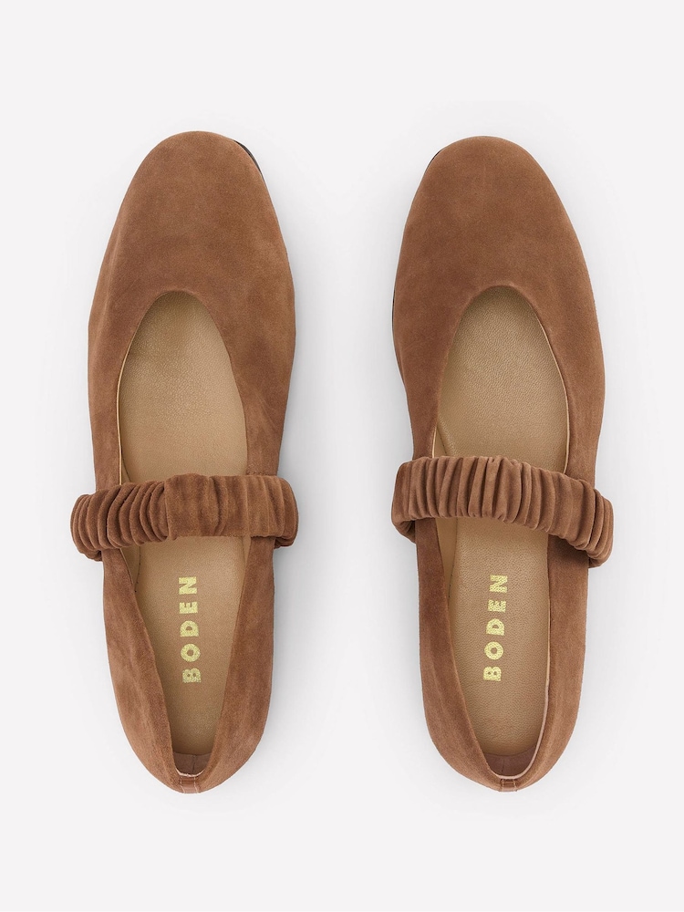 Boden Brown Camilla Ruched Ballet Flats - Image 4 of 4 Boden Brown Camilla Ruched Ballet Flats - Image 4 of 4