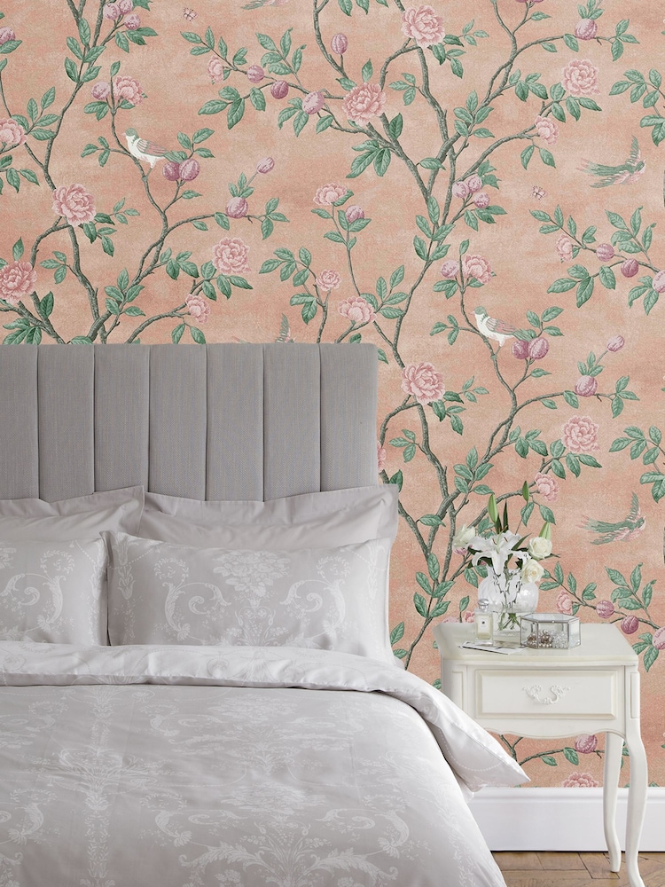 Laura Ashley Blush Eglantine A4 Wallpaper Sample - Image 1 of 2