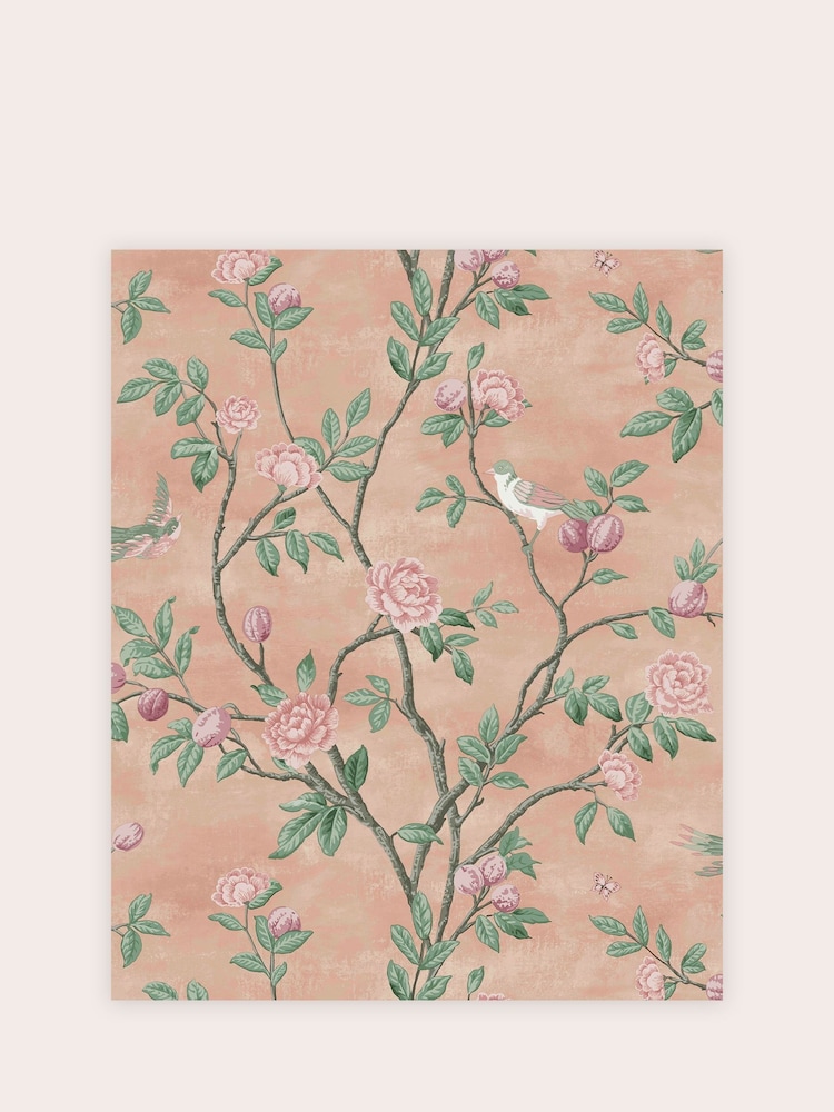 Laura Ashley Blush Eglantine A4 Wallpaper Sample - Image 2 of 2