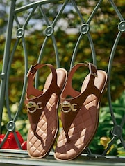 Barbour® Brown Vivienne Leather Sandals - Image 1 of 8