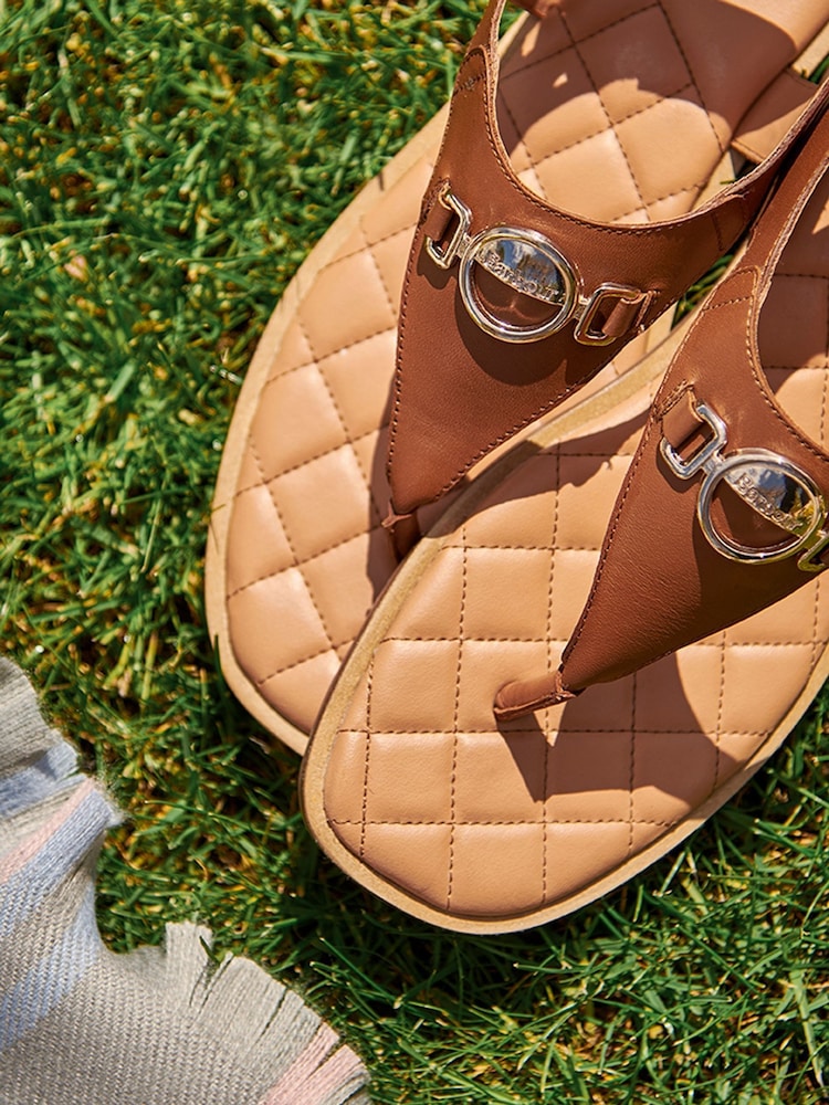Barbour® Brown Vivienne Leather Sandals - Image 2 of 8
