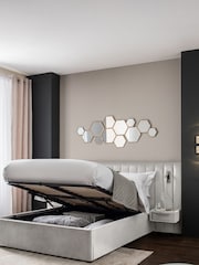 Soft Velvet Natural Oyster Mayfair Upholstered Hotel Bed Frame with Ottoman Storage Bedside Tables and Lights - Image 3 of 8