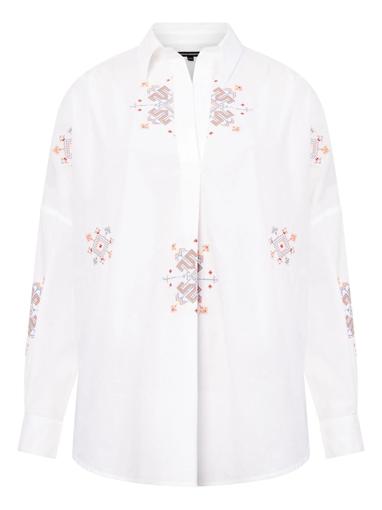 French Connection Embroidered Pop Over Shirt - Image 4 of 4