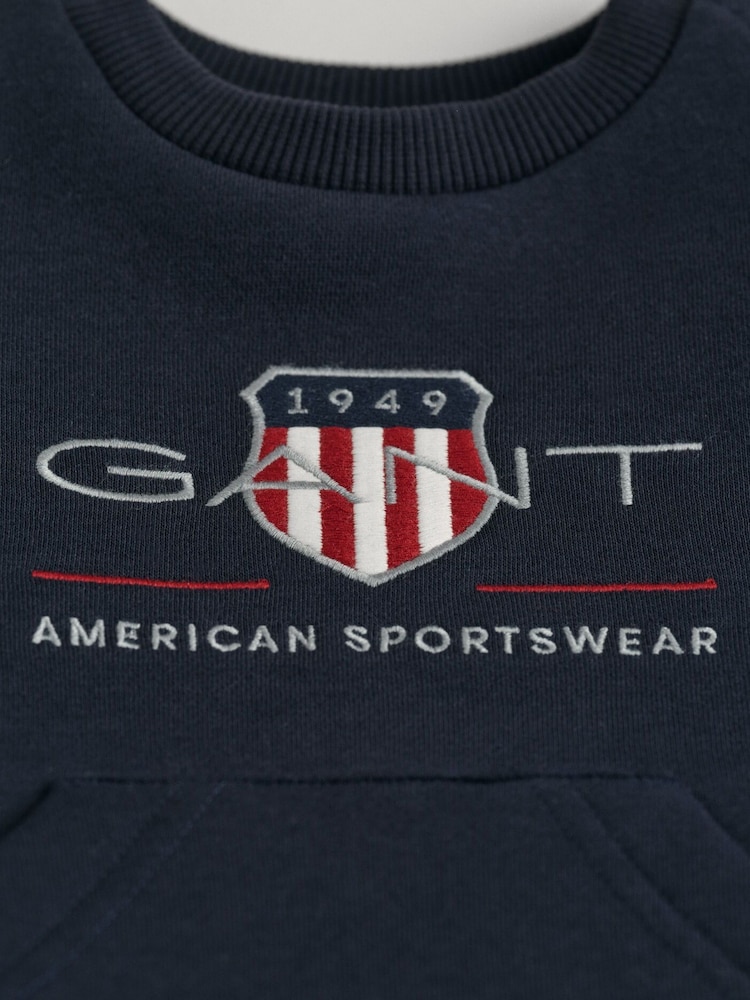 GANT Blue Baby Archive Shield Logo Sweatshirt - Image 2 of 2