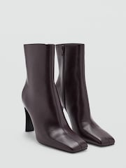 Mango Red Square Toe Ankle Boots - Image 2 of 4