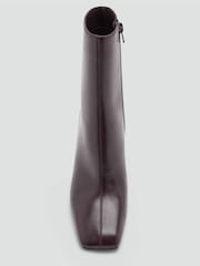 Mango Red Square Toe Ankle Boots - Image 3 of 4