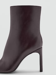 Mango Red Square Toe Ankle Boots - Image 4 of 4