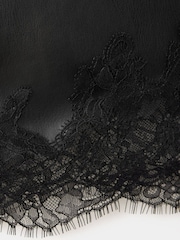 Mango Black Faux Leather Lace Trim Midi Skirt - Image 6 of 7
