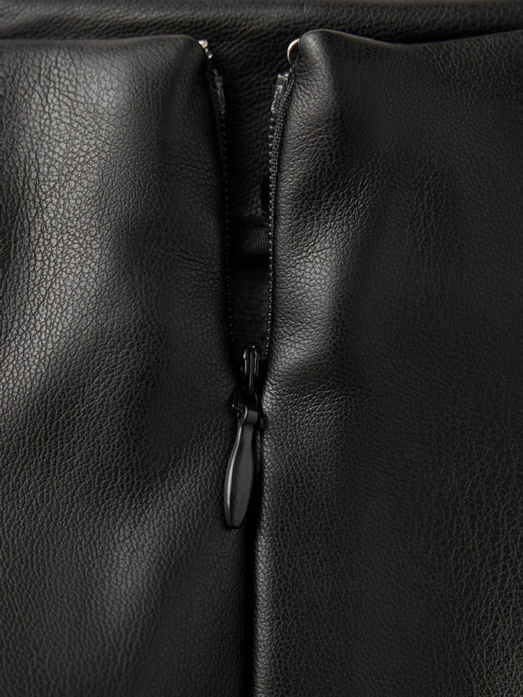 Mango Black Faux Leather Lace Trim Midi Skirt - Image 7 of 7