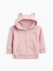 Gap Pink VinstageSoft Brannan Bear Logo Zip-Up Hoodie (0-24mths) - Image 1 of 2