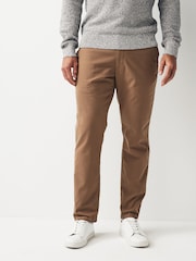 Tan Brown Slim Smart Textured Chino Trousers - Image 1 of 9