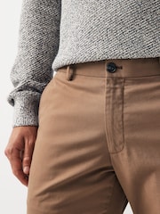 Tan Brown Slim Smart Textured Chino Trousers - Image 5 of 9