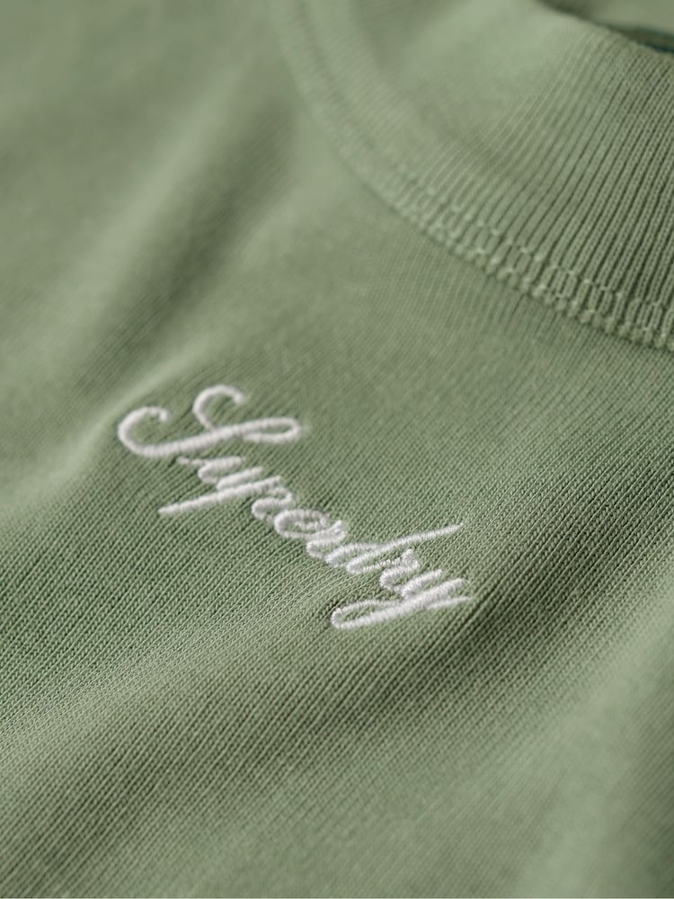 Vert clair - Haut ajusté Superdry côtelé à manches longues - Image 6 of 6