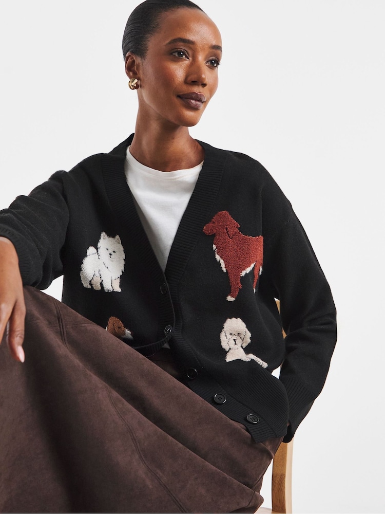 JD Williams Black Pet Pals Boyfriend Cardigan - Image 4 of 4 JD Williams Black Pet Pals Boyfriend Cardigan - Image 4 of 4
