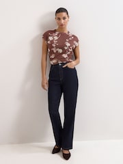 Phase Eight Brown Kezia Mesh Top - Image 3 of 6