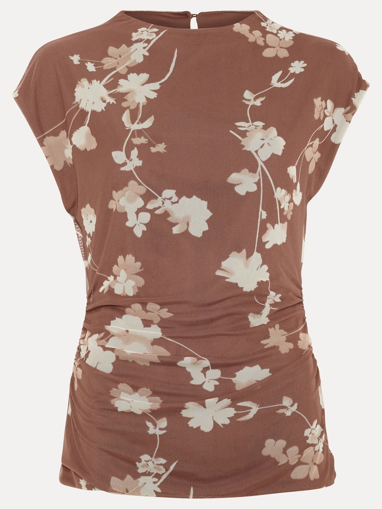 Phase Eight Brown Kezia Mesh Top - Image 6 of 6