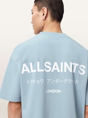 AllSaints Blue Underground Short Sleeve Crew Neck T-Shirt - Image 5 of 10