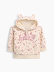 Gap Cream Floral VinstageSoft Brannan Bear Logo Zip-Up Hoodie (0-24mths) - Image 1 of 3