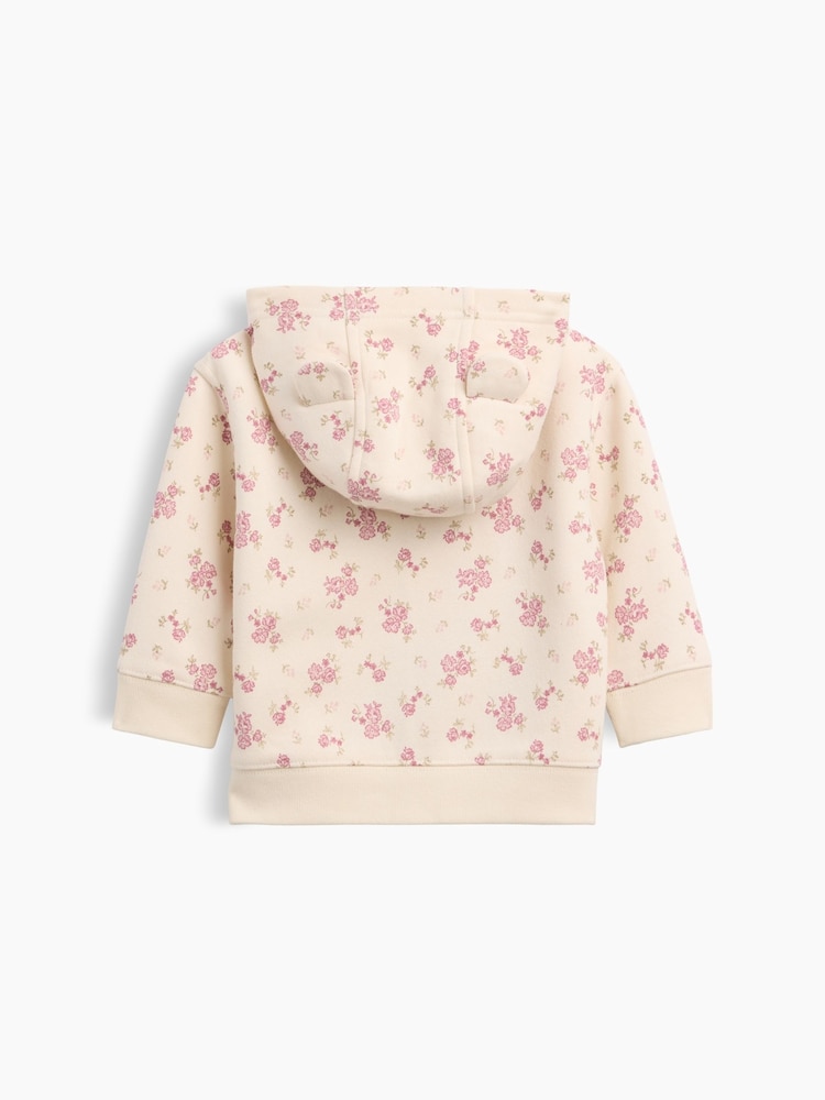 Gap Cream Floral VinstageSoft Brannan Bear Logo Zip-Up Hoodie (0-24mths) - Image 2 of 3 Gap Cream Floral VinstageSoft Brannan Bear Logo Zip-Up Hoodie (0-24mths) - Image 2 of 3