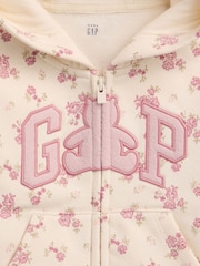 Gap Cream Floral VinstageSoft Brannan Bear Logo Zip-Up Hoodie (0-24mths) - Image 3 of 3