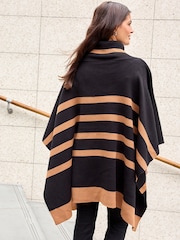 Black/Tan Roll Neck Stripe Poncho Jumper - Image 3 of 6