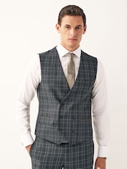 Gris de charbon de bois - Coupe classique Carreaux Costume Gilet - Image 1 de 8