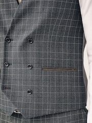 Gris de charbon de bois - Coupe classique Carreaux Costume Gilet - Image 5 de 8