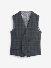 Gris de charbon de bois - Coupe classique Carreaux Costume Gilet - Image 6 de 8