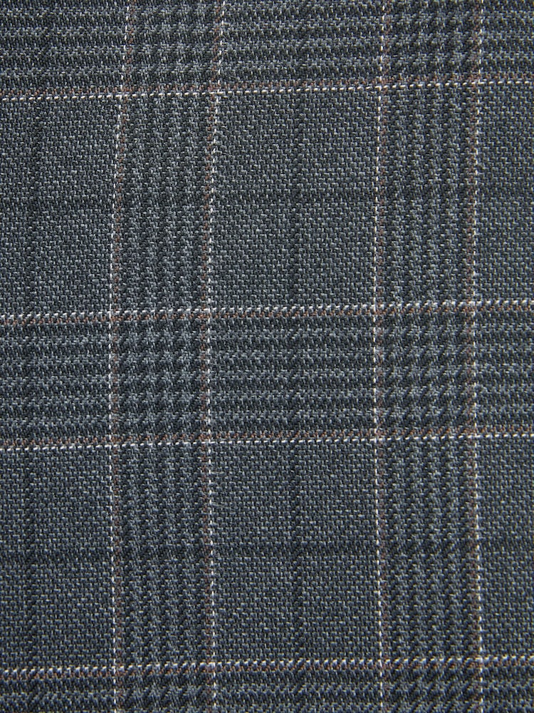 Gris de charbon de bois - Coupe classique Carreaux Costume Gilet - Image 8 of 8