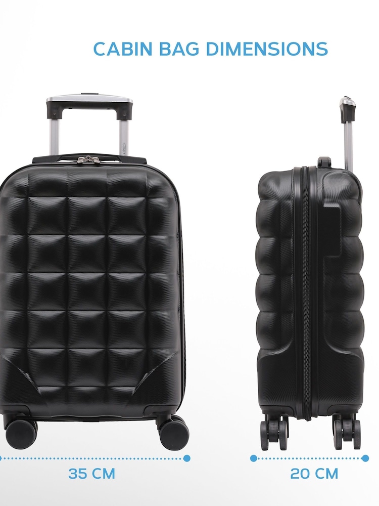 Negro/plateado - Maleta de cabina rígida de 55 x 35 x 20 cm cib 8 ruedas ABS de Flight Knight - Imagen 2 de 7