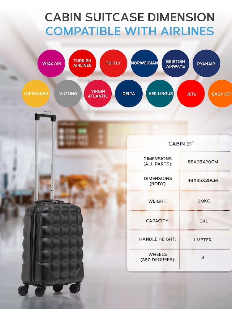 Flight Knight 55x35x20cm 8 Wheel ABS Hard Case Cabin Carry On Hand Luggage - Image 6 of 7